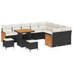 vidaXL Ensemble de canapé de jardin avec coussin 12 Pièces Noir et Crème