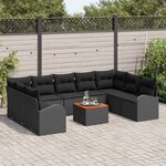 vidaXL Ensemble de canapé de jardin 10 Pièces Noir