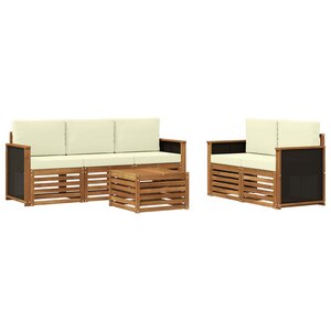 vidaXL Ensemble de canapés d'extérieur 6 pc Naturel et Crème