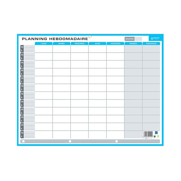Planning perpétuel effaçable hebdomadaire et annuel scolaire 42x32cm