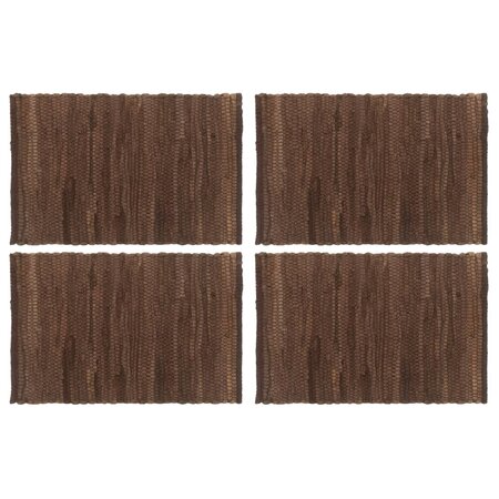 vidaXL Napperons 4 Pièces Chindi Plain Marron 30 x 45 cm Coton