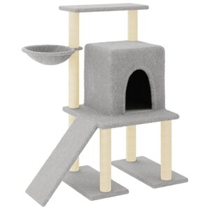 vidaXL Arbre à chat avec griffoirs en sisal Gris clair 96 5 cm