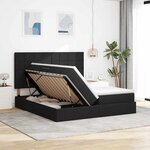 vidaXL Lit de rangement LED avec matelas Noir 200 x 200 cm Tissu