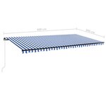 vidaXL Auvent manuel rétractable avec LED 600x300 cm Bleu et blanc