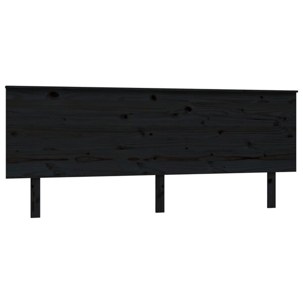 vidaXL Tête de lit Noir 204x6x82 5 cm Bois massif de pin