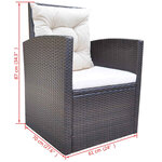 vidaXL Meuble à dîner de jardin 6Pièces et coussins Résine tressée Marron
