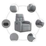 vidaXL Fauteuil inclinable électrique Gris clair Tissu