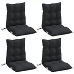 vidaXL Coussins de chaise à dossier bas lot de 4 noir tissu oxford