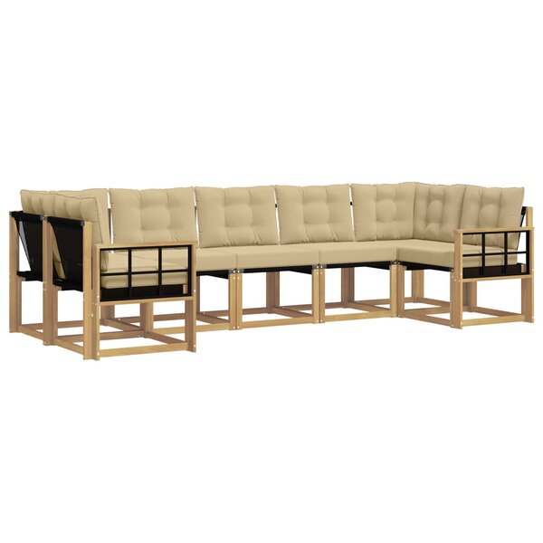 vidaXL Ensemble de canapés d'extérieur 7 pc Blanc et Beige
