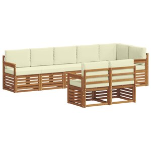 vidaXL Ensemble de canapés d'extérieur 8 pc Naturel et Crème Polyester