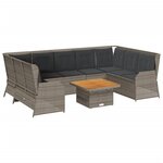 vidaXL Salon de jardin 7 Pièces avec coussins Gris Résine tressée