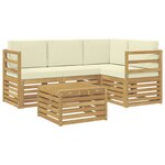 vidaXL Ensemble de canapés d'extérieur 5 pc Blanc et crème Polyester