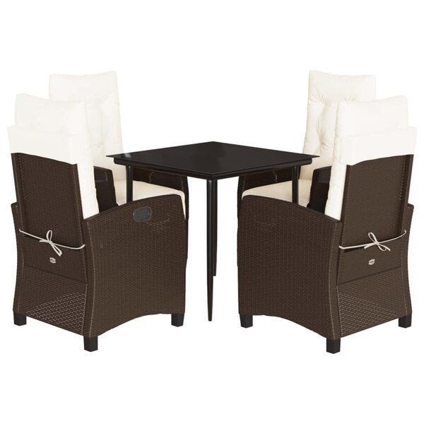 vidaXL Ensemble à manger de jardin 5 Pièces et coussins marron poly rotin