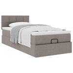 vidaXL Lit ottoman avec matelas taupe 90x200 cm tissu