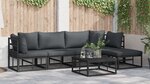 vidaXL Ensemble de canapé de jardin 5 Pièces Noir 283 x 141 5 x 71 cm