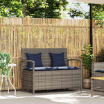 VidaXL Banc de rangement de jardin avec coussin gris résine tressée