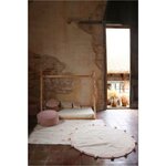 Tapis coton rond lavable Bubbly Nude à pompons Ø 120 cm