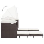 vidaXL Canapé-lit extensible 3 places avec toit Résine tressée Marron