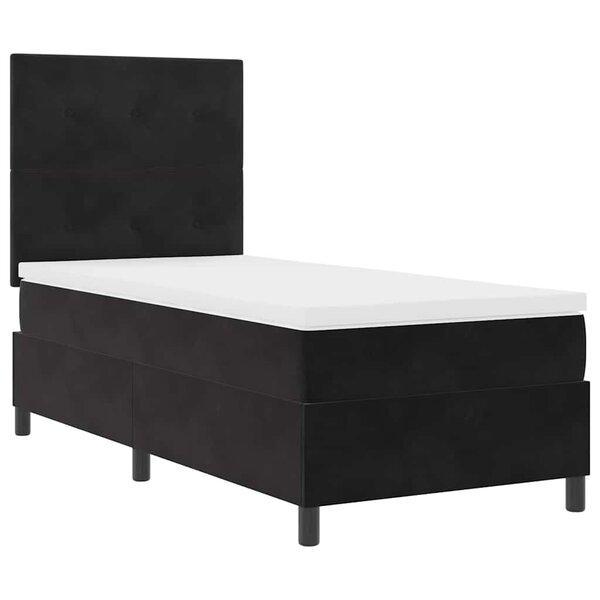vidaXL Lit à ressorts avec matelas Noir 80 x 200 cm Velours