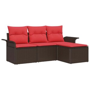 vidaXL Ensemble de canapé de jardin 4 Pièces Marron polyrotin