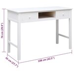 vidaXL Buffet Blanc 108x45x76 cm Bois de Paulownia massif