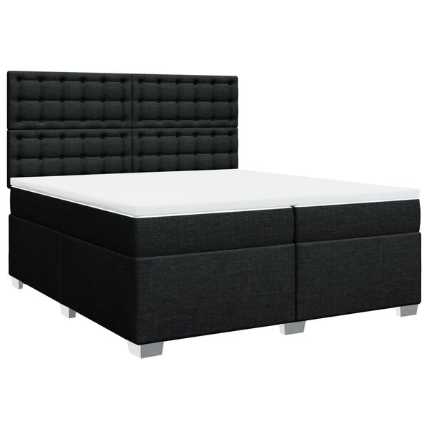 vidaXL Sommier à lattes de lit avec matelas Noir 200x200 cm Tissu