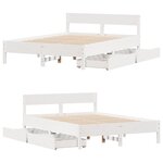 vidaXL Cadre de lit sans matelas blanc 140x200 cm bois de pin massif