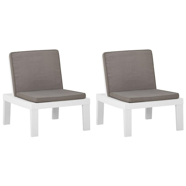 vidaXL Chaises de salon de jardin et coussins lot de 2 Plastique Blanc