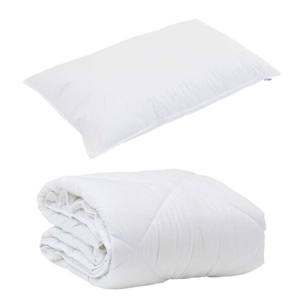 vidaXL Duvet d'été simple avec oreiller 2 Pièces Blanc Microfibre