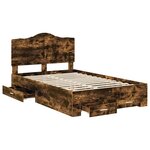 vidaXL Cadre de lit Chêne fumé 135 x 190 cm Bois d'ingénierie