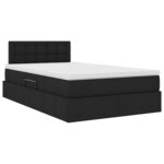 vidaXL Lit avec rangement et LED avec matelas Noir 120 x 200 cm tissu