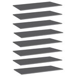 vidaXL Panneaux bibliothèque 8 Pièces Gris brillant 80x30x1 5cm Aggloméré