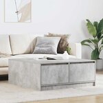 vidaXL Table basse avec tiroirs gris béton 100x100x40 cm
