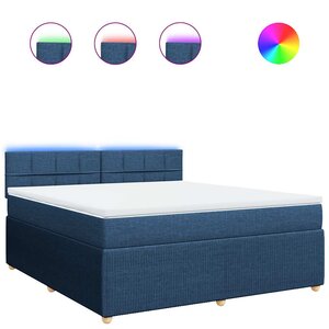 vidaXL Sommier à lattes de lit avec matelas Bleu 180x200 cm Tissu