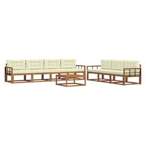 vidaXL Ensemble de canapés d'extérieur 8 Pièces Naturel et Crème