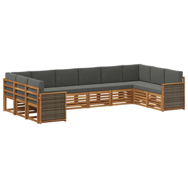 vidaXL Ensemble de canapés d'extérieur 7 pc Naturel et Anthracite