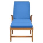 vidaXL Chaise longue avec coussin Bois de teck solide Bleu