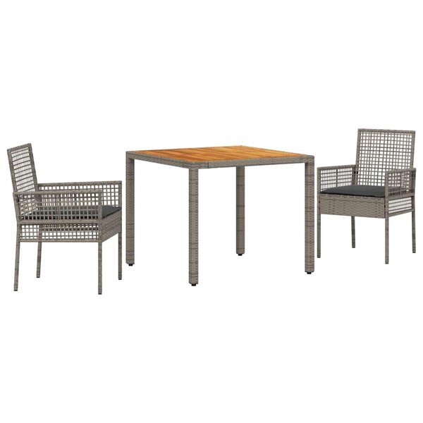 vidaXL Ensemble de salle à manger pour jardin 3 Pièces Gris Poly rotin
