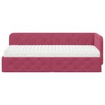 vidaXL Cadre de lit d'angle avec matelas Bordeaux 80 x 200 cm Velours