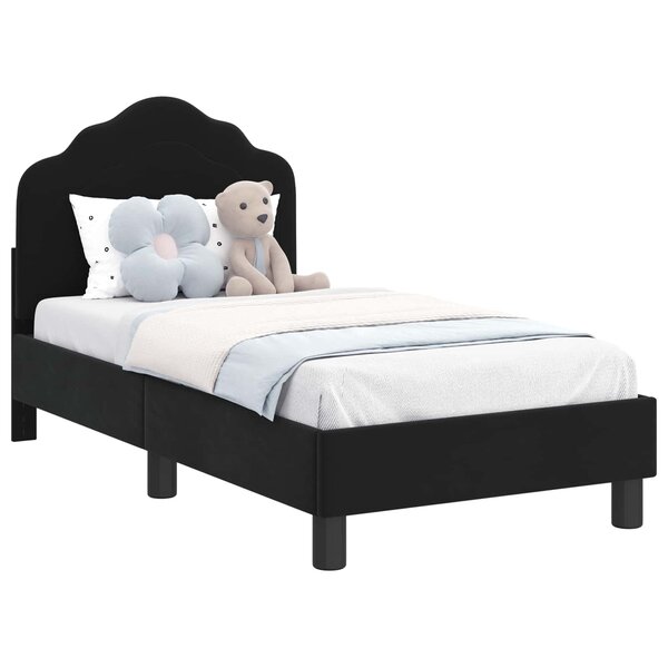 vidaXL Cadre de lit pour tout-petit avec tête de lit Noir 70 x 140 cm