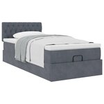 vidaXL Cadre de lit ottoman avec matelas gris foncé 100x200 cm velours