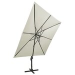 vidaXL Parasol déporté avec mât et lumières LED Sable 300 cm