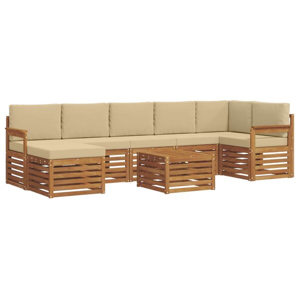 vidaXL Ensemble de canapés d'extérieur 8 pc Naturel et Beige