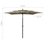 vidaXL Parasol de jardin à 3 niveaux avec mât en aluminium taupe