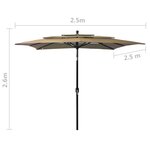 vidaXL Parasol à 3 niveaux avec mât en aluminium Taupe 2 5x2 5 m