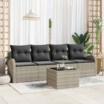 vidaXL Set de canapés de jardin 5 pièces avec coussins en rotin gris clair.