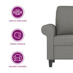 vidaXL Canapé à 2 places Gris foncé 140 cm Tissu