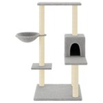 vidaXL Arbre à chat avec griffoirs en sisal Gris clair 95 cm