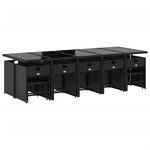 vidaXL Ensemble à manger de jardin 15 Pièces coussins noir résine tressée