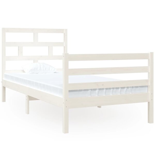 vidaXL Cadre de lit Blanc 90x190 cm Simple Bois massif
